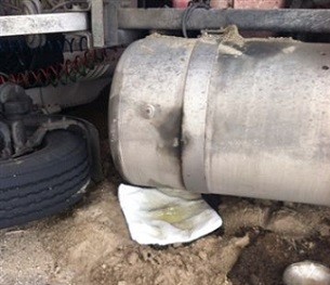 FloodSax soaking up dripping diesel after a lorry crash FloodSax soaking up dripping diesel after a lorry crash